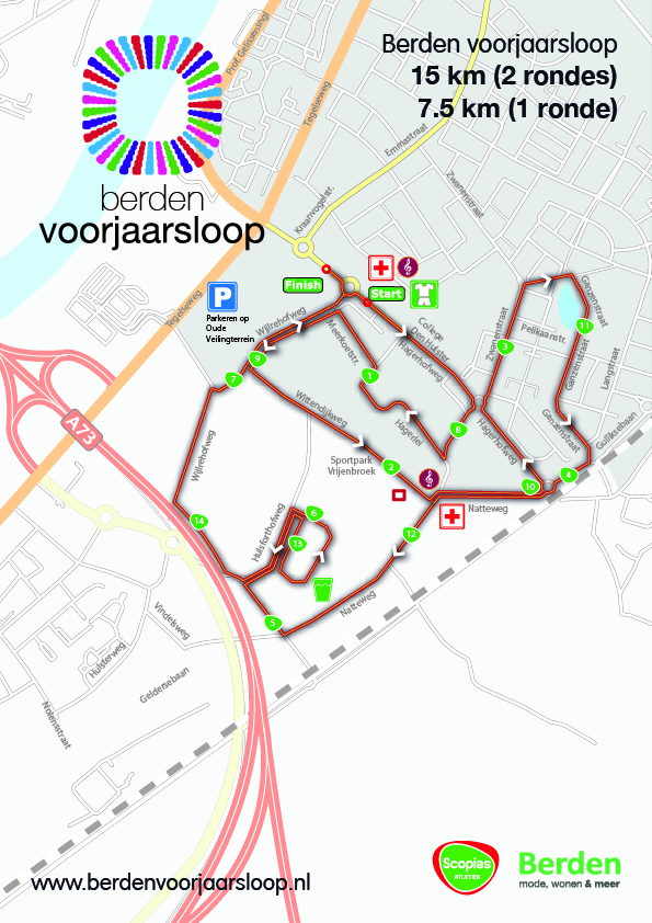 Routekaart 15 kilometer Berden Wandeltocht