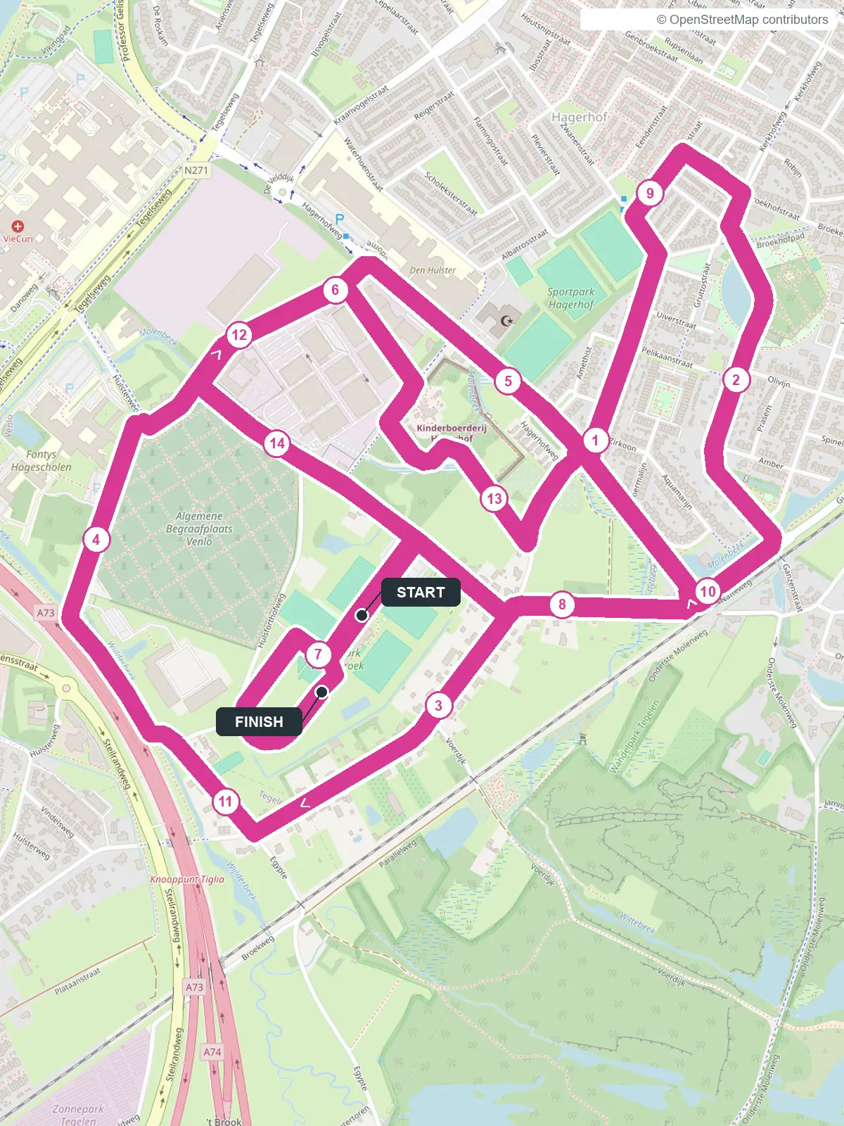 Routekaart 15 kilometer