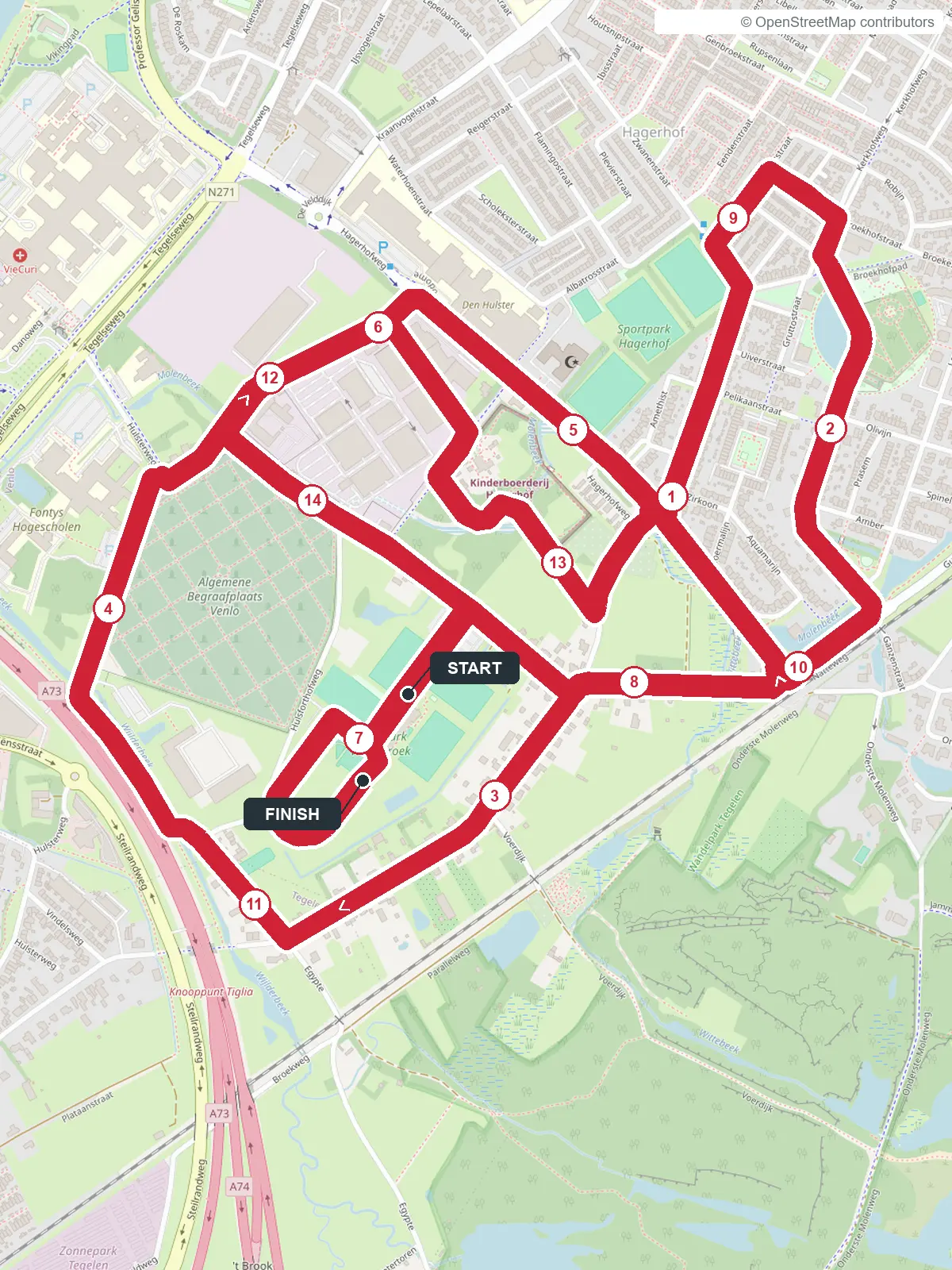 Routekaart 15 kilometer Berden Wandeltocht
