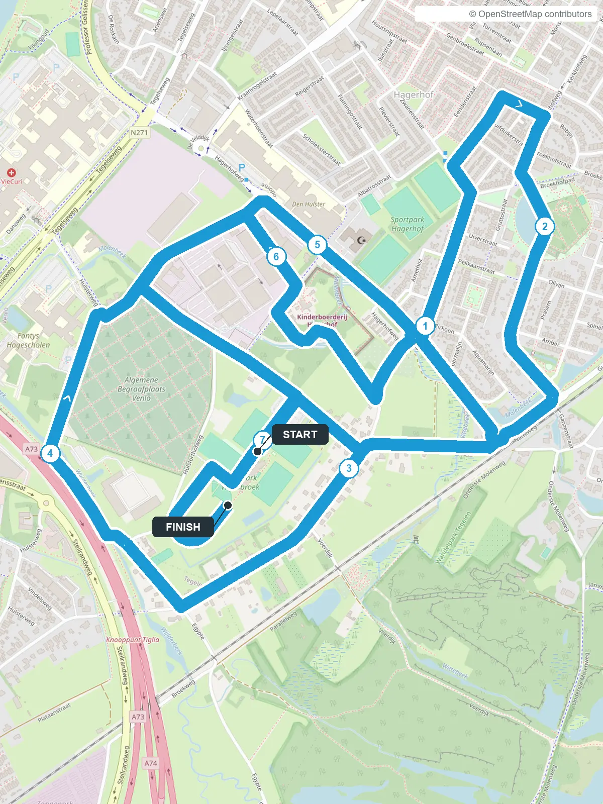 Routekaart 7,5 kilometer Berden Wandeltocht